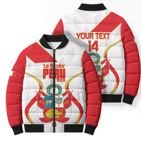 Custom Peru Football Bomber Puffer Jacket Vamos La Bicolor - Wonder Print Shop