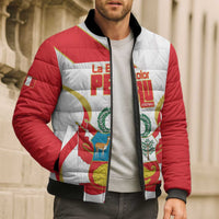 Custom Peru Football Bomber Puffer Jacket Vamos La Bicolor - Wonder Print Shop