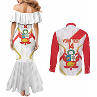 Custom Peru Football Couples Matching Mermaid Dress and Long Sleeve Button Shirt Vamos La Bicolor - Wonder Print Shop