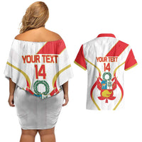 Custom Peru Football Couples Matching Off Shoulder Short Dress and Hawaiian Shirt Vamos La Bicolor - Wonder Print Shop