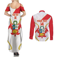 Custom Peru Football Couples Matching Summer Maxi Dress and Long Sleeve Button Shirt Vamos La Bicolor - Wonder Print Shop