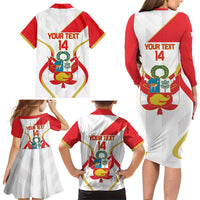 Custom Peru Football Family Matching Long Sleeve Bodycon Dress and Hawaiian Shirt Vamos La Bicolor - Wonder Print Shop
