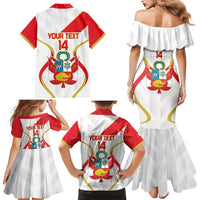 Custom Peru Football Family Matching Mermaid Dress and Hawaiian Shirt Vamos La Bicolor - Wonder Print Shop