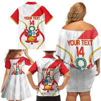 Custom Peru Football Family Matching Off Shoulder Short Dress and Hawaiian Shirt Vamos La Bicolor - Wonder Print Shop
