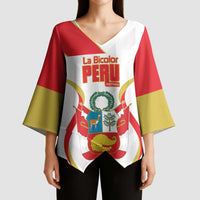 Custom Peru Football Kimono Sleeve Blouse Vamos La Bicolor - Wonder Print Shop