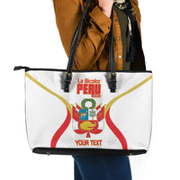 Custom Peru Football Leather Tote Bag Vamos La Bicolor - Wonder Print Shop
