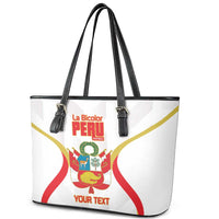 Custom Peru Football Leather Tote Bag Vamos La Bicolor - Wonder Print Shop