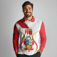 Custom Peru Football Long Sleeve Polo Shirt Vamos La Bicolor - Wonder Print Shop