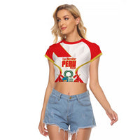 Custom Peru Football Raglan Cropped T Shirt Vamos La Bicolor - Wonder Print Shop