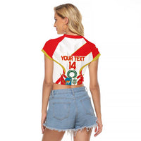 Custom Peru Football Raglan Cropped T Shirt Vamos La Bicolor - Wonder Print Shop