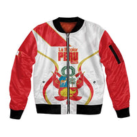 Custom Peru Football Sleeve Zip Bomber Jacket Vamos La Bicolor - Wonder Print Shop