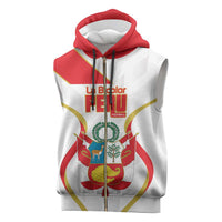 Custom Peru Football Sleeveless Zip Hoodie Vamos La Bicolor - Wonder Print Shop