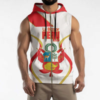 Custom Peru Football Sleeveless Zip Hoodie Vamos La Bicolor - Wonder Print Shop