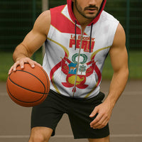 Custom Peru Football Sleeveless Zip Hoodie Vamos La Bicolor - Wonder Print Shop