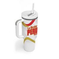 Custom Peru Football Tumbler With Handle Vamos La Bicolor - Wonder Print Shop