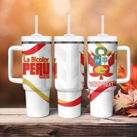 Custom Peru Football Tumbler With Handle Vamos La Bicolor - Wonder Print Shop