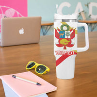 Custom Peru Football Tumbler With Handle Vamos La Bicolor - Wonder Print Shop