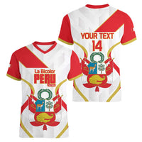 Custom Peru Football Women V-Neck T-Shirt Vamos La Bicolor - Wonder Print Shop
