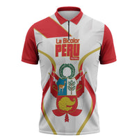 Custom Peru Football Zipper Polo Shirt Vamos La Bicolor - Wonder Print Shop