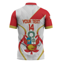 Custom Peru Football Zipper Polo Shirt Vamos La Bicolor - Wonder Print Shop