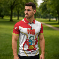 Custom Peru Football Zipper Polo Shirt Vamos La Bicolor - Wonder Print Shop