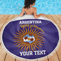 Custom Argentina Football Beach Blanket Vamos La Albiceleste Purple Version - Wonder Print Shop