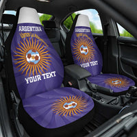 Custom Argentina Football Car Seat Cover Vamos La Albiceleste Purple Version - Wonder Print Shop