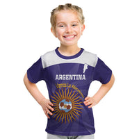 Custom Argentina Football Kid T Shirt Vamos La Albiceleste Purple Version - Wonder Print Shop