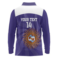 Custom Argentina Football Long Sleeve Polo Shirt Vamos La Albiceleste Purple Version - Wonder Print Shop