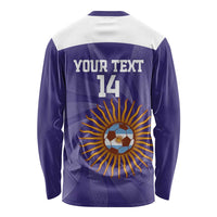 Custom Argentina Football Long Sleeve Shirt Vamos La Albiceleste Purple Version - Wonder Print Shop