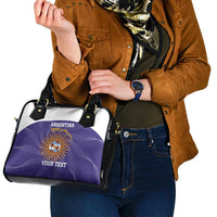 Custom Argentina Football Shoulder Handbag Vamos La Albiceleste Purple Version - Wonder Print Shop