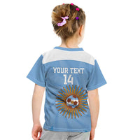 Custom Argentina Football Kid T Shirt Vamos La Albiceleste Blue Version - Wonder Print Shop