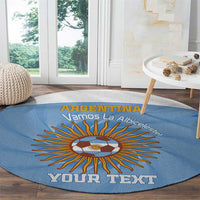 Custom Argentina Football Round Carpet Vamos La Albiceleste Blue Version - Wonder Print Shop
