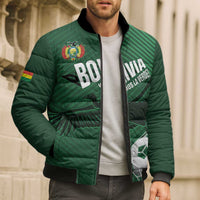 Custom Bolivia Football Bomber Puffer Jacket Vamos La Verde - Wonder Print Shop
