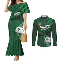 Custom Bolivia Football Couples Matching Mermaid Dress and Long Sleeve Button Shirt Vamos La Verde - Wonder Print Shop