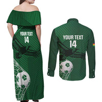 Custom Bolivia Football Couples Matching Off Shoulder Maxi Dress and Long Sleeve Button Shirt Vamos La Verde - Wonder Print Shop