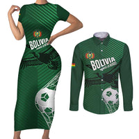 Custom Bolivia Football Couples Matching Short Sleeve Bodycon Dress and Long Sleeve Button Shirt Vamos La Verde - Wonder Print Shop
