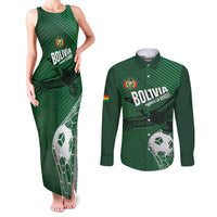 Custom Bolivia Football Couples Matching Tank Maxi Dress and Long Sleeve Button Shirt Vamos La Verde - Wonder Print Shop