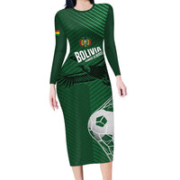Custom Bolivia Football Family Matching Long Sleeve Bodycon Dress and Hawaiian Shirt Vamos La Verde - Wonder Print Shop