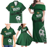Custom Bolivia Football Family Matching Off Shoulder Maxi Dress and Hawaiian Shirt Vamos La Verde - Wonder Print Shop