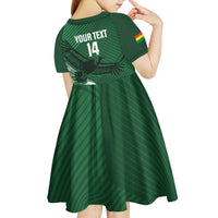 Custom Bolivia Football Kid Short Sleeve Dress Vamos La Verde - Wonder Print Shop