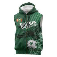 Custom Bolivia Football Sleeveless Zip Hoodie Vamos La Verde - Wonder Print Shop