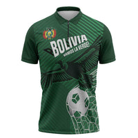 Custom Bolivia Football Zipper Polo Shirt Vamos La Verde - Wonder Print Shop