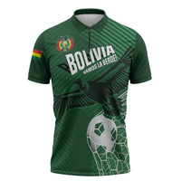 Custom Bolivia Football Zipper Polo Shirt Vamos La Verde - Wonder Print Shop