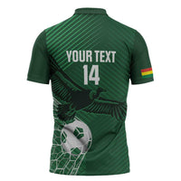 Custom Bolivia Football Zipper Polo Shirt Vamos La Verde - Wonder Print Shop