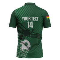 Custom Bolivia Football Zipper Polo Shirt Vamos La Verde - Wonder Print Shop