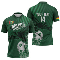 Custom Bolivia Football Zipper Polo Shirt Vamos La Verde - Wonder Print Shop