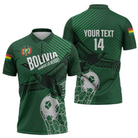 Custom Bolivia Football Zipper Polo Shirt Vamos La Verde - Wonder Print Shop