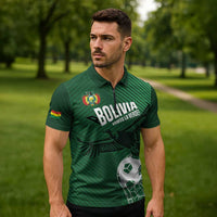 Custom Bolivia Football Zipper Polo Shirt Vamos La Verde - Wonder Print Shop