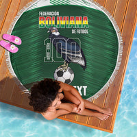 Custom Bolivia Football Beach Blanket 100th Anniversary Andean Condor Proud - Wonder Print Shop